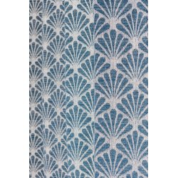 Rideau 140 x 240 cm à Oeillets Tamisant Jacquard Motif Coquille Effet Naturel Bleu Clair
