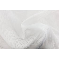 Rideau Voilage Grande Hauteur 140 x 280 cm à Oeillets Motif Lignes Verticales Blanc Effet Dévoré