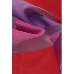 Lot de 2 Voilages 140 x 245 cm à Oeillets Aspect Soie Rayures Multicolores Rouge Rose Violet