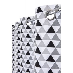 Rideau Tamisant 100% Coton 140 x 260 cm à Oeillets Imprimé Motifs Triangles Gris