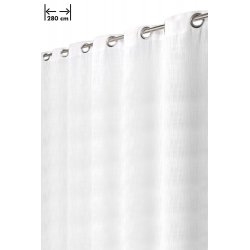 Rideau 280 x 238 cm 14 Oeillets Aspect Lin Lourd Grande Largeur Style Rustique-Moderne Blanc