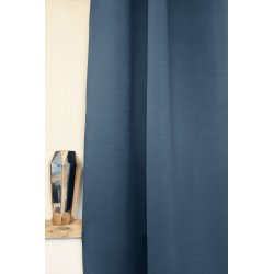 Rideau occultant 275 x 180 cm à oeillets grande largeur uni bleu foncé