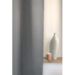Rideau occultant 275 x 180 cm à oeillets grande largeur uni gris moyen