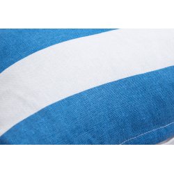 Housse de Coussin 100% Coton 40 x 40 cm Déhoussable Rayures Horizontales Imprimées Bleu Blanc