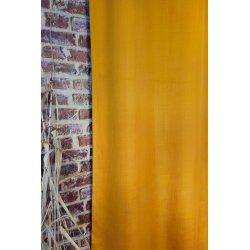 Rideau Tamisant 140 x 240 cm à Oeillets Effet Lin Naturel Froissé Orange