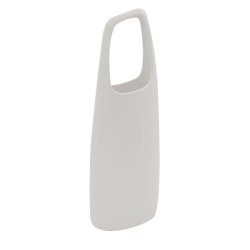 Vase Forme Panier Asymétrique avec Anse 13 x 39 cm Toucher Lisse Style Contemporain Blanc