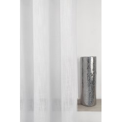 Voilage 140 x 240 cm à Oeillets Effet Lin Irisé Blanc avec Fil Lurex Argenté
