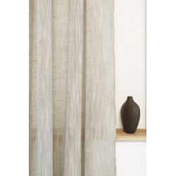 Voilage 140 x 240 cm à Oeillets Effet Lin Irisé Taupe avec Fil Lurex Doré