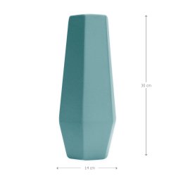 Vase Céramique 14 x 30 cm Forme Hexagonale Toucher Doux Bleu
