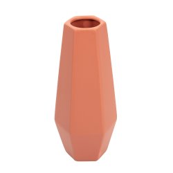 Vase Céramique 11 x 25 cm Forme Hexagonale Toucher Doux Orange