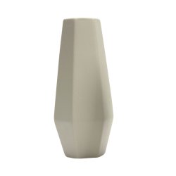 Vase Céramique 11 x 25 cm Forme Hexagonale Toucher Doux Argile Verte