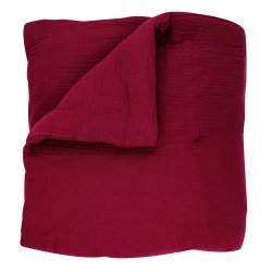 jeté de lit couvre-lit 100 % coton uni rouge froncé
