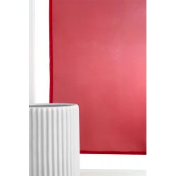 Paire de Vitrages 45 x 90 cm Passe Tringle Uni Lisse et Brillant Rouge