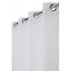 Voilage 140 x 260 cm à Œillets Imprimé Fines Rayures Irrégulières Horizontales Blanc Gris
