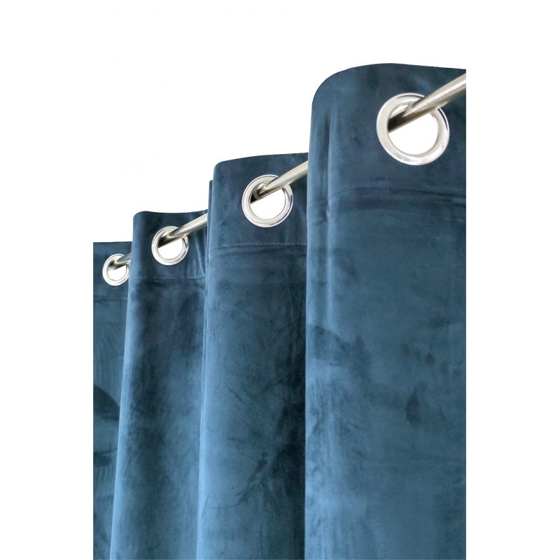 Rideau 135 x 260 cm à Oeillets Tamisant Velours Bleu