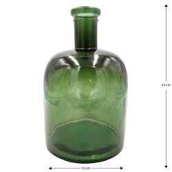 Vase Verre Recyclé 24 x 14 cm Forme Arrondie Transparent Kaki