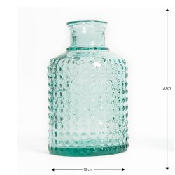 Vase Verre Recyclé 20 x 12 cm Forme Cylindrique Motif Alvéolé En Relief Transparent