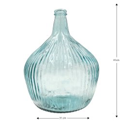 Vase Verre Recyclé 42 x 29 cm Strié Forme Arrondie Transparent