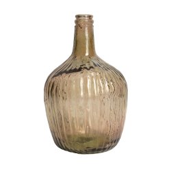 Vase Verre Recyclé 32 x 19 cm Strié Forme Arrondie Beige