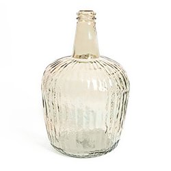 Vase Verre Recyclé 36 x 21 cm Strié Forme Arrondie Taupe Clair