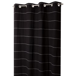 Rideau 100% Coton 140 x 260 cm à Œillets Bandes Horizontales Noir
