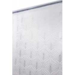 Paire de Vitrages 60 x 120 cm Passe Tringle Imprimé Motif Argenté Blanc