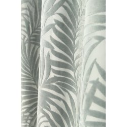 Rideau 135 x 240 cm à Œillets Tamisant en Jacquard et Velours Ras Estampillé Motif Palme Vert