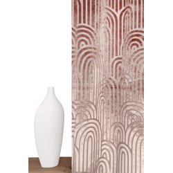 Rideau 135 x 240 cm à Œillets Tamisant en Jacquard et Velours Ras Estampillé Motif Géométrique Rose