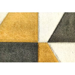 Tapis 60 x 90 cm Tissage Jacquard et Effet Creusé Motif Géométrique Multicolore