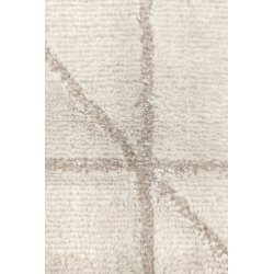 Tapis 150 x 200 cm Tissage Jacquard et Fil Lurex Doré Motif Géométrique Ecru