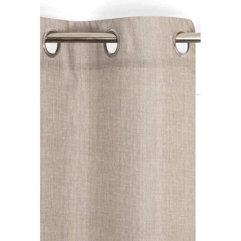 Rideau 135 x 240 cm à Œillets Imprimé Chambray Aspect Chiné Beige