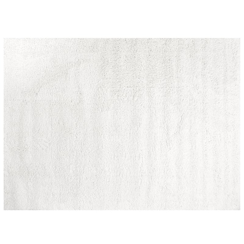 Tapis 100 x 150 cm Tissage Jacquard à Poils Longs Douillet Blanc