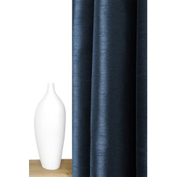 Rideau 140 x 240 cm à Œillets Effet Soie Uni Bleu Marine