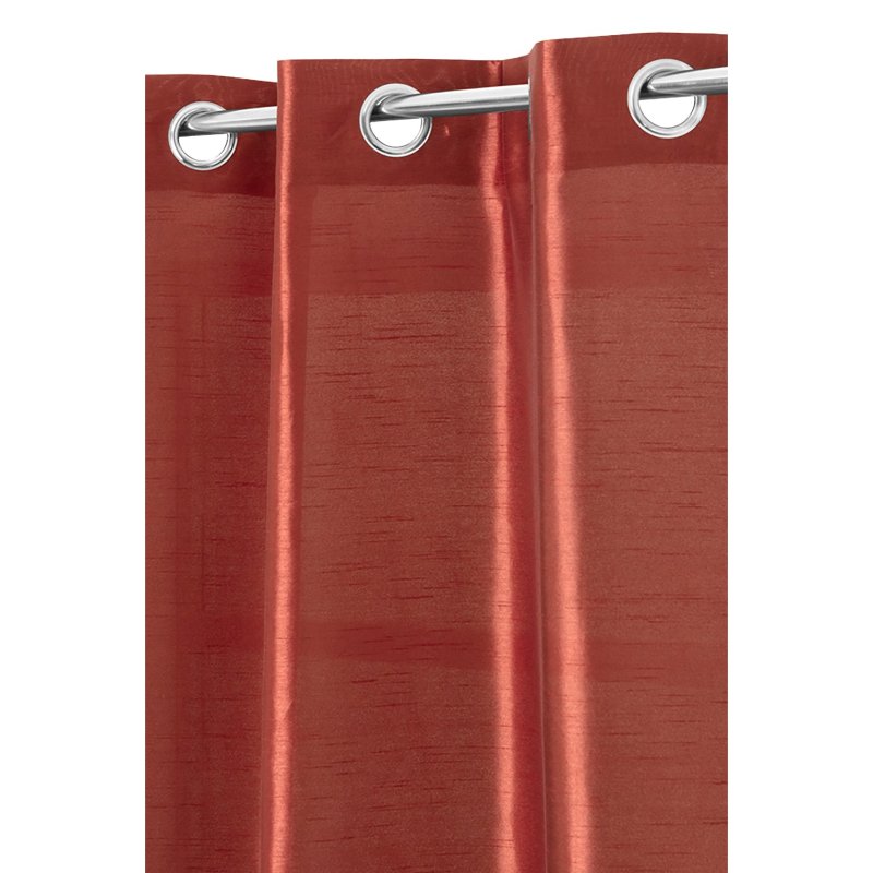 Rideau 140 x 240 cm à Œillets Effet Soie Uni Rouge Terracotta