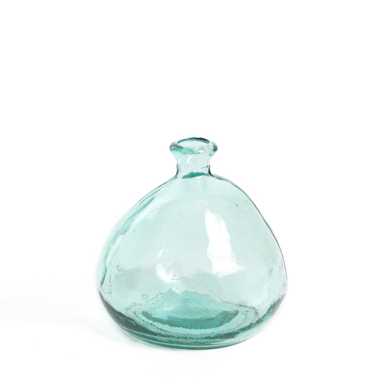 Vase Verre Recyclé 18 x 18 cm Forme Boule Déstructurée Transparent