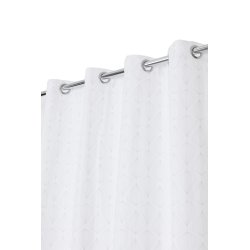 Rideau 100% Coton 140 x 260 cm à Oeillets Motif Géométrique Contemporain Imprimé Blanc Gris