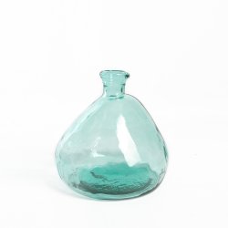 Vase Verre Recyclé 33 x 33 cm Forme Boule Asymétrique Transparent Vert