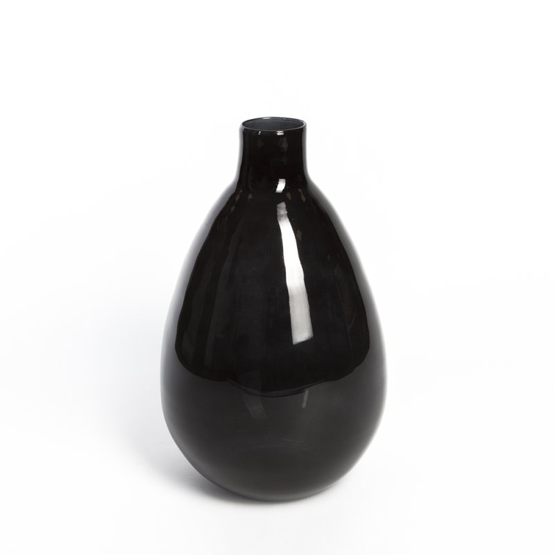 Vase Verre Recyclé 27 x 42 cm Forme Ovale Noir