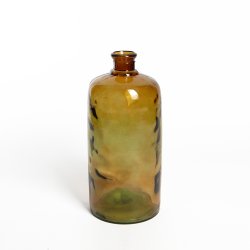 Vase Verre Recyclé 19 x 42 cm Forme Cylindrique Lisse et Transparent Marron Curry