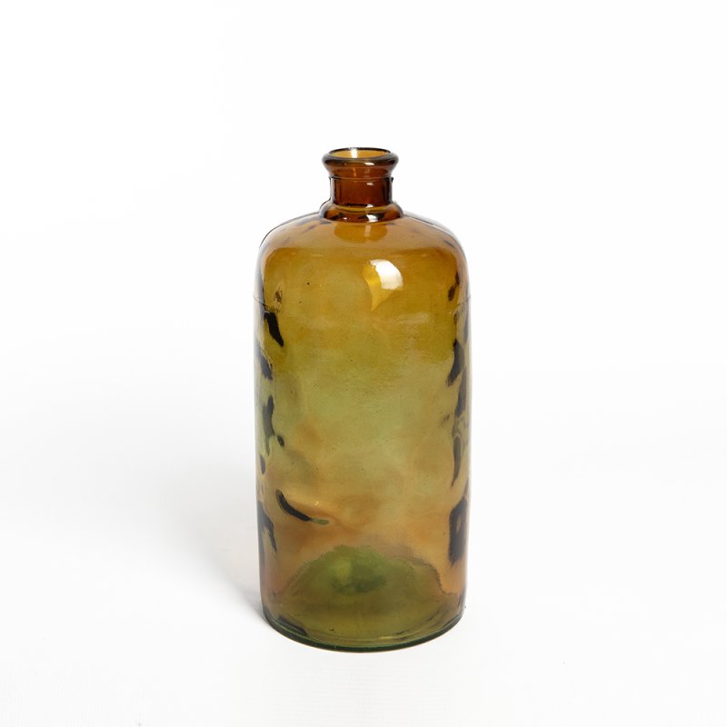 Vase Verre Recyclé 19 x 42 cm Forme Cylindrique Lisse et Transparent Marron Curry