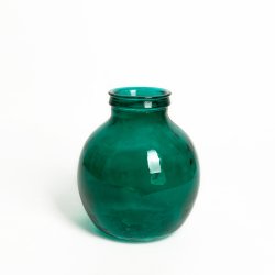 Vase Verre Recyclé 25 x 30 cm Forme Boule Vert de Bleu