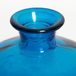 Vase Verre Recyclé 24 x 28 cm Forme Boule Bleu Azur