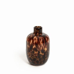 Vase Verre 12 x 19 cm Forme Arrondie Motif Léopard Brun