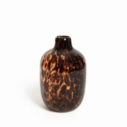 Vase Verre 16 x 26 cm Forme Arrondie Motif Léopard Brun