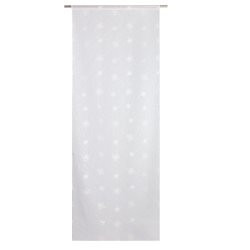 Vitrage 90 x 240 cm Passe Tringle Motif Floral Brodé Blanc