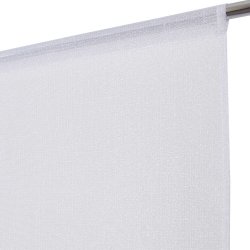 Vitrage 90 x 240 cm Passe Tringle Fil Lurex Argenté Blanc