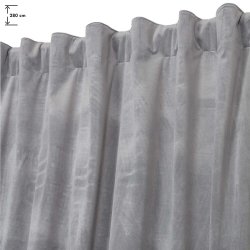 Rideau Grande Hauteur 135 x 280 cm Galon Fronceur Velours de Soie Uni Gris Clair