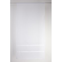 Vitrage 80 x 160 cm Passe Tringle Bandes Ajourées Blanc