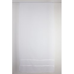 Vitrage 90 x 210 cm Passe Tringle Bandes Ajourées Blanc