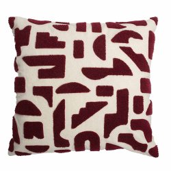 Housse de Coussin 45 x 45 cm Tufté Formes Géométriques Rouge